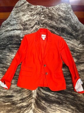 J. Crew Bright Orange Tailored Cotton Blazer